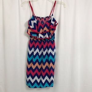 Chevron Ruffled Dress